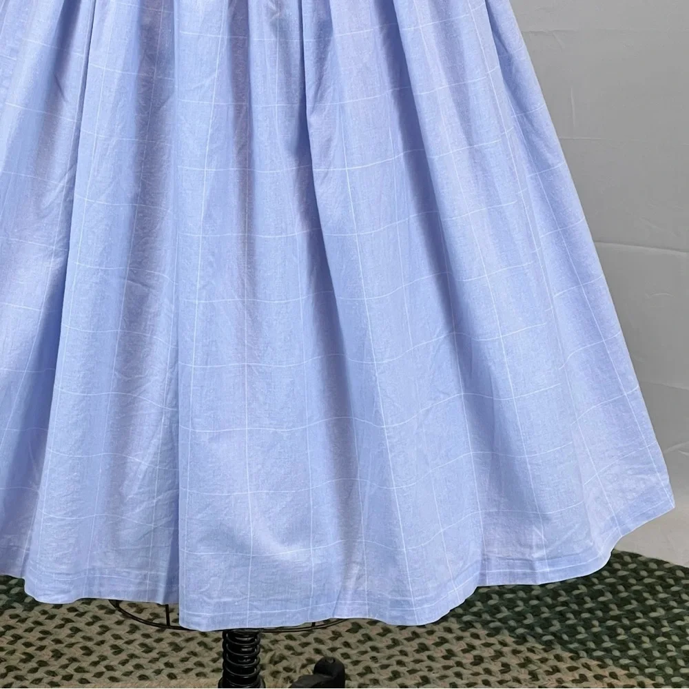 VINTAGE 80s lavender garden party dress‎ eyelet lace ruffle fit flare sleeveless - Picture 5 of 14